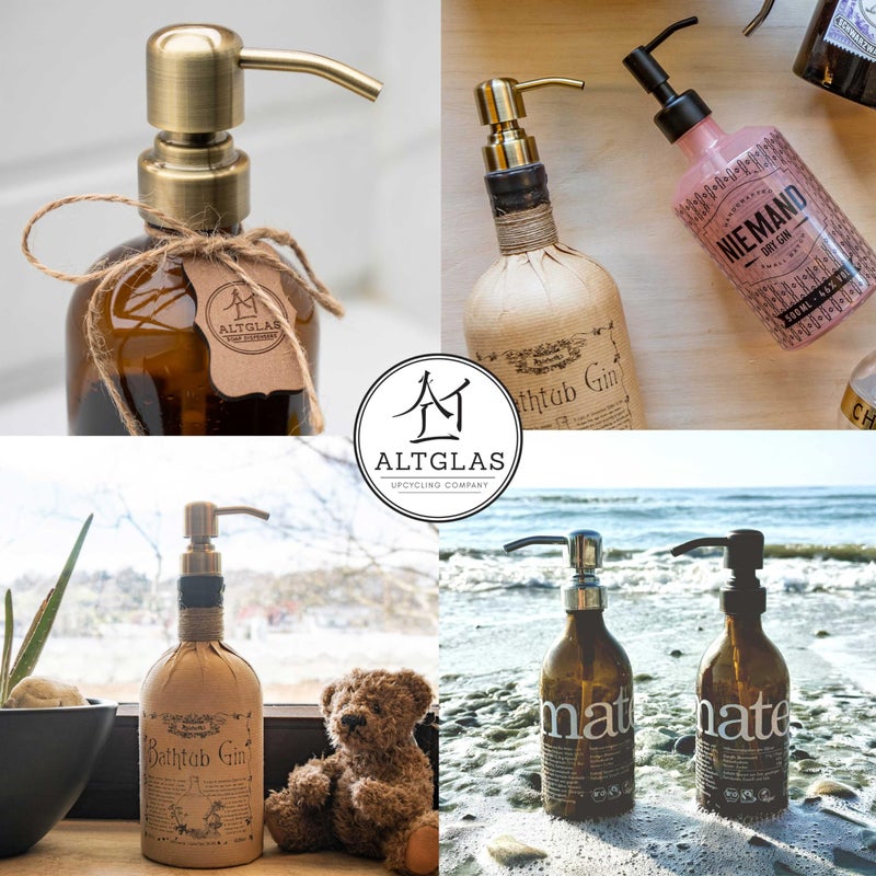ALTGLAS Stainless Steel Soap Pump 'Zagreb' as Replacement for Liquid Hand Soap Dispensers and Bottle Upcycling (Vintage Brass) - Fits e.g. Jack Bottle - Image 3
